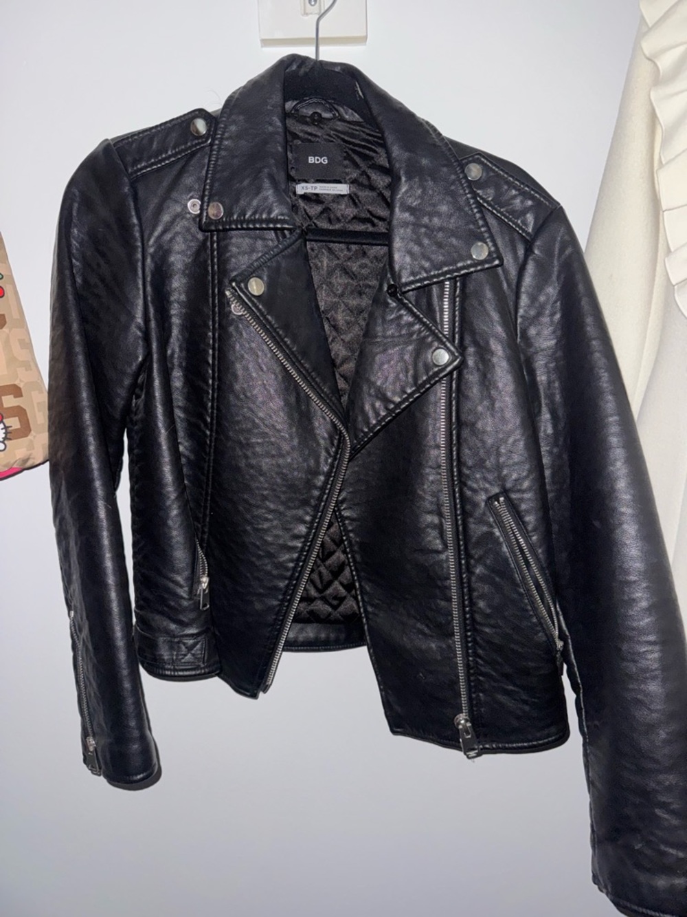 BDG Black Faux Leather Moto Biker Jacket